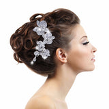 Romantic Crystal Orchid Flower Charm Hair Comb - Hair Cosmopolitan