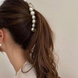 Elegant Pearl Banana pin Ponytail Holder