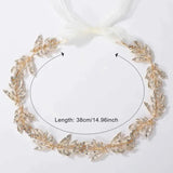 Golden Crystal Leaf Headband Tiara