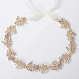 Golden Crystal Leaf Headband Tiara